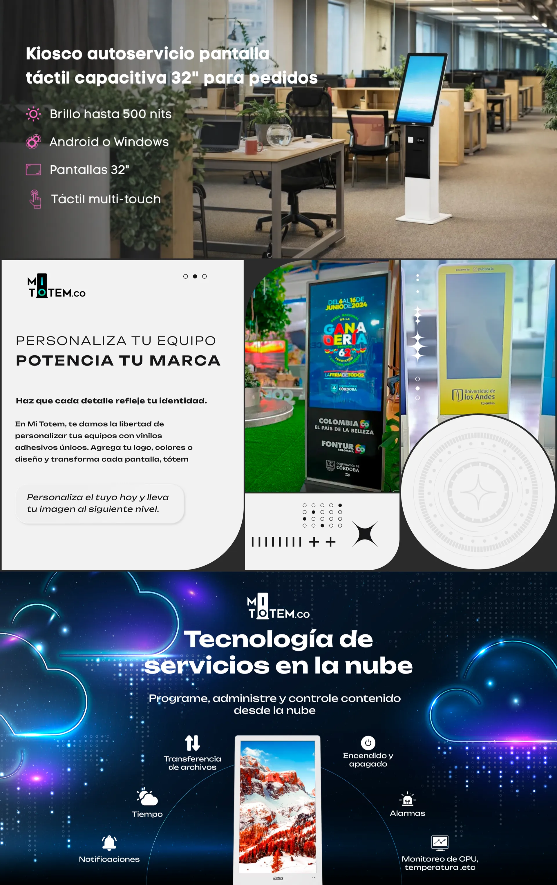 Kiosco autoservicio pantalla táctil capacitiva 32